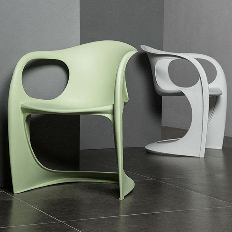 Scandinavian Curved Plastic Armchair — Yellow