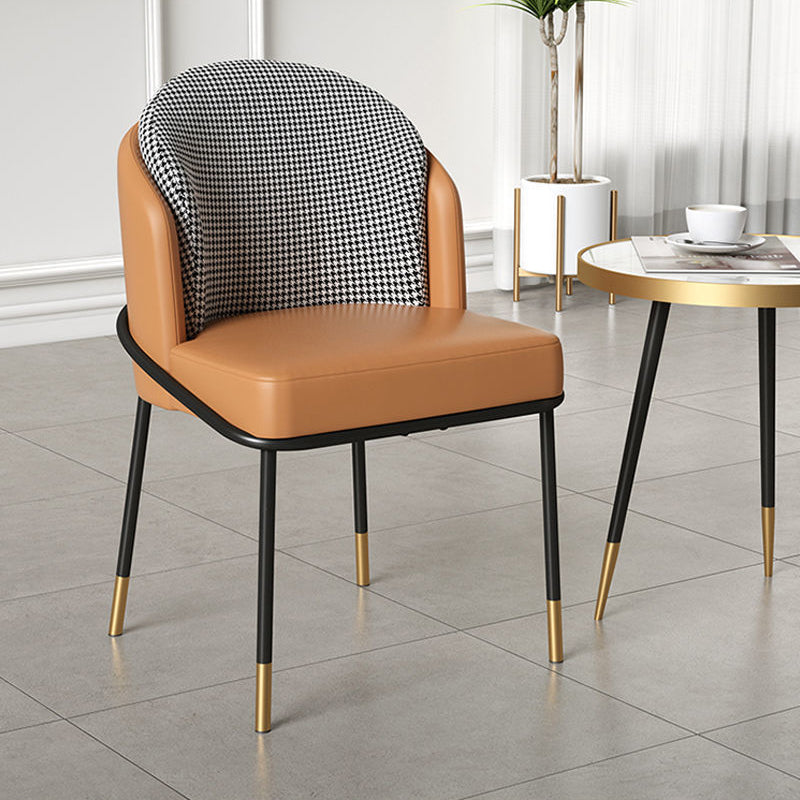 Nordic Leather Fabric Iron Wraparound Dining Chair