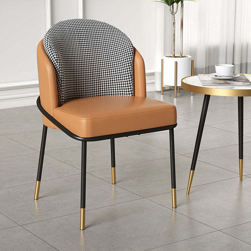 Nordic Leather Fabric Iron Wraparound Dining Chair