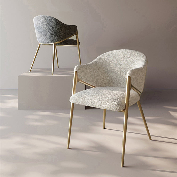 Round Lambswool Stainless Steel Dining Chair