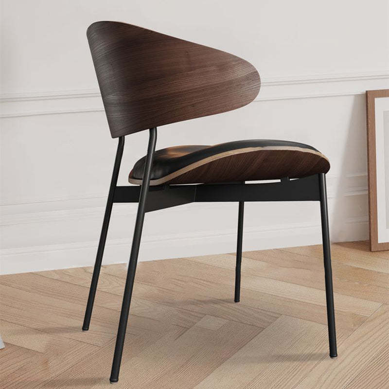Nordic Walnut Microfiber Leather Dining Chair