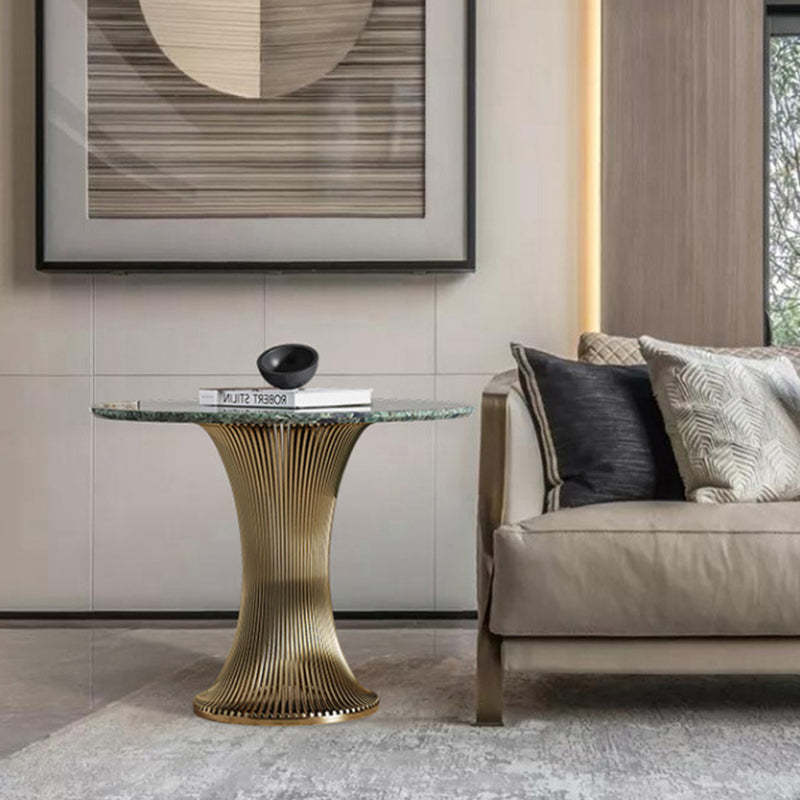 Contemporary Marble Steel Coffee Table Set