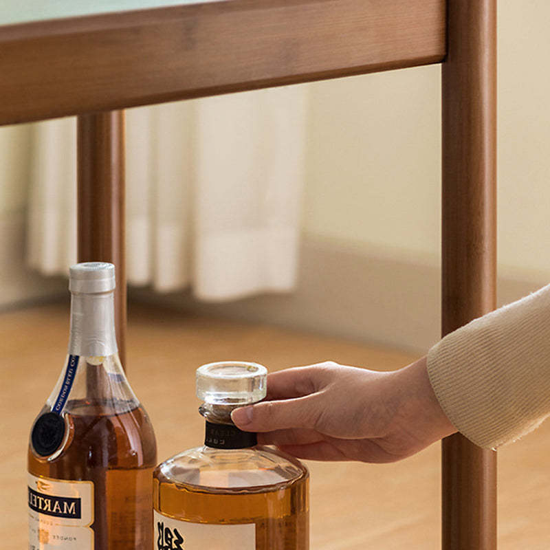 Modern Glass Wood 2-Tier Side Table