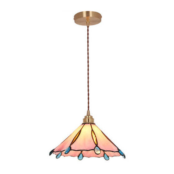 Vintage Tiffany Stained Glass Umbrella Pendant
