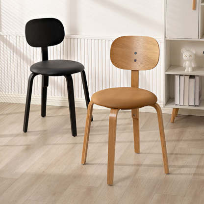 Minimalist Round Cushion Wood Dining Chair — Original Wood Color