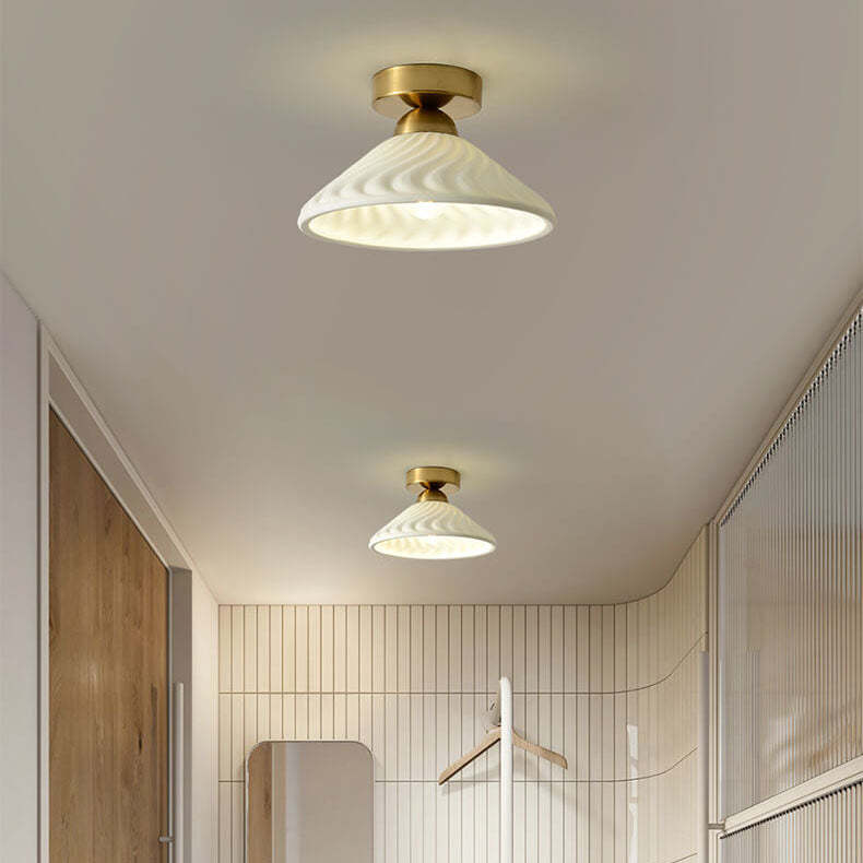 Modern Ceramic Disc Semi-Flush Ceiling Light
