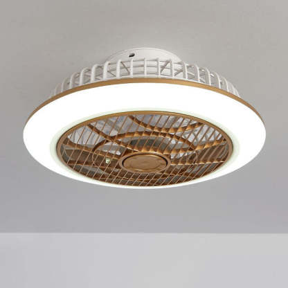 Minimalist Round Cage Iron Acrylic LED Flush Mount Fan Light