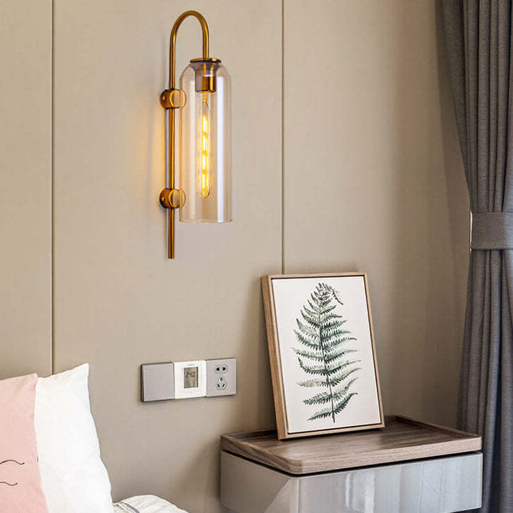 Nordic Luxury Glass Column Bent Arm Sconce — White / 220V-240V For UK/AU