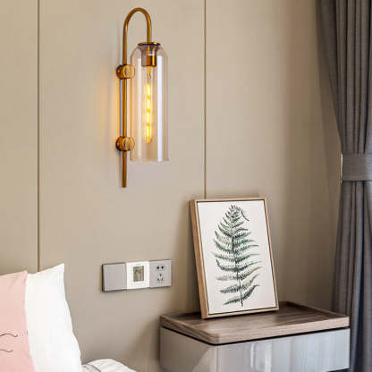 Nordic Luxury Glass Column Bent Arm Sconce — White / 220V-240V For UK/AU