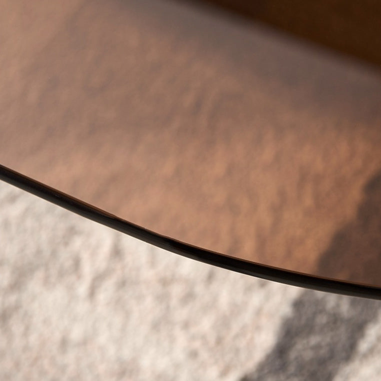 Scandinavian Arch Teardrop Tempered Glass Coffee Table — Gray / White