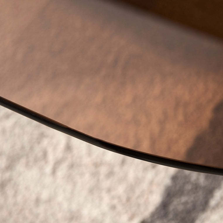 Scandinavian Arch Teardrop Tempered Glass Coffee Table — Gray / White