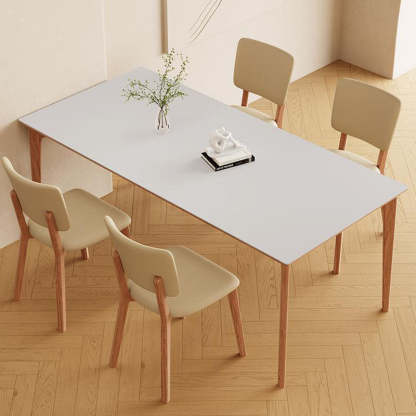 Minimalist Square Wood Leather Armless Chair