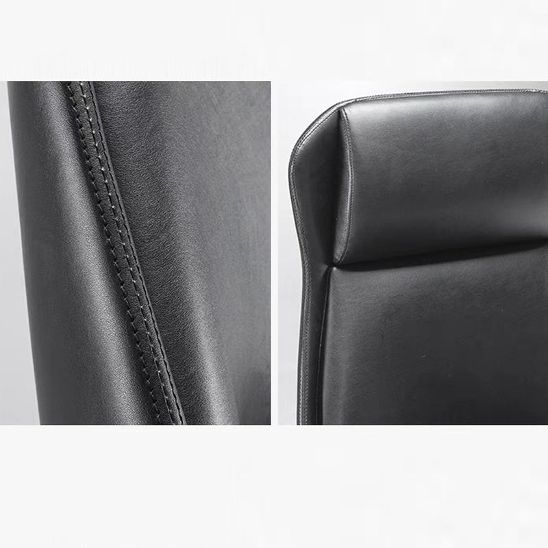 Minimalist High-Back Leather Steel Desk Chair