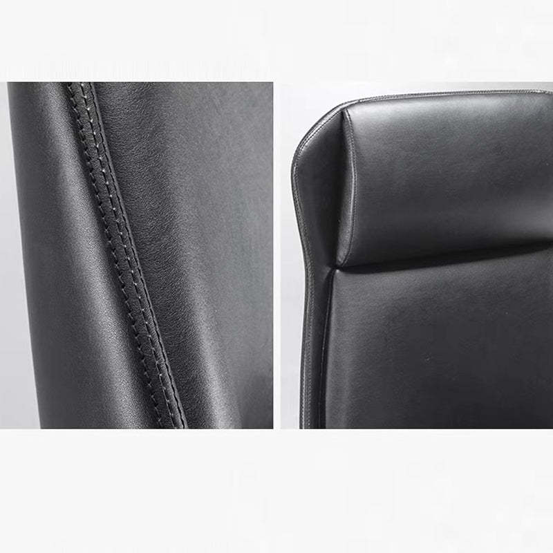 Minimalist High-Back Leather Steel Desk Chair