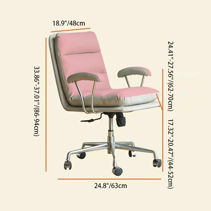 Minimalist Striped Upholstered Steel Desk Chair
