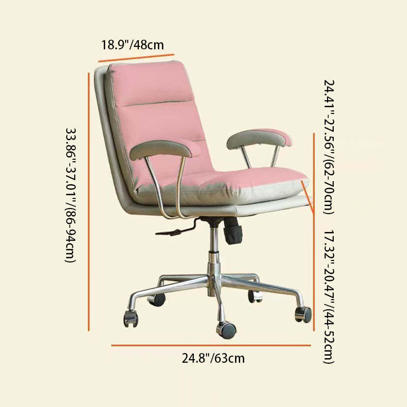 Minimalist Striped Upholstered Steel Desk Chair