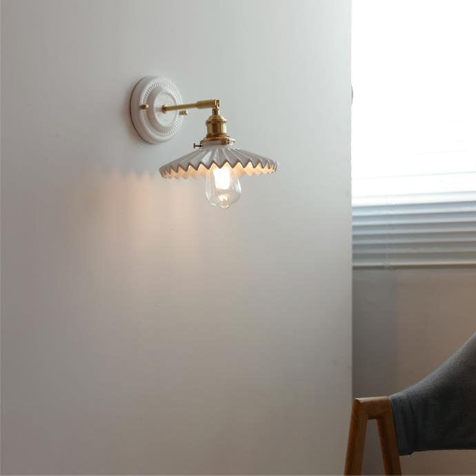 Vintage Japanese Ceramic Brass Sconce