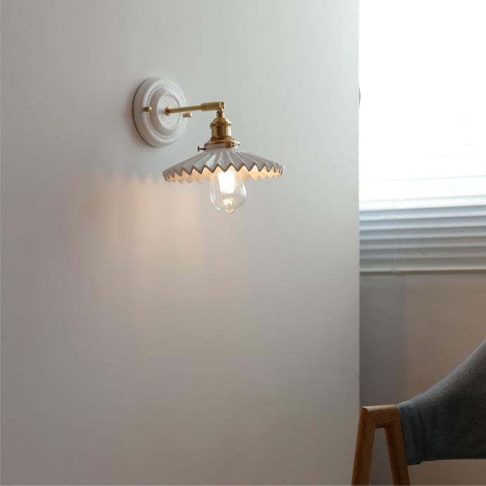 Vintage Japanese Ceramic Brass Sconce