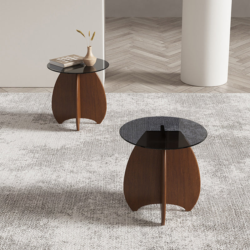 Nordic Cross-Leg Glass Pine Side Table
