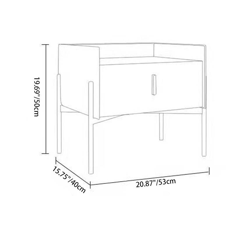 Scandinavian Leather Carbon Steel 1-Drawer — Blue