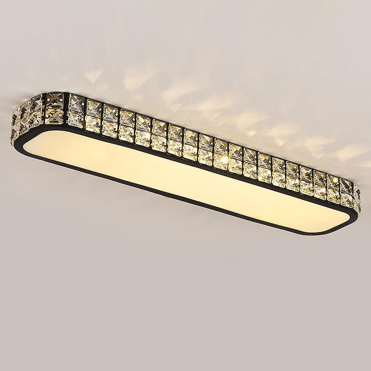 Modern Crystal Strip Acrylic LED Flush Mount Light — Medium - White / White Light (5000K) / 220V-240V For UK/AU