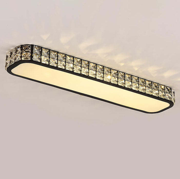 Modern Crystal Strip Acrylic LED Flush Mount Light — Medium - White / White Light (5000K) / 220V-240V For UK/AU