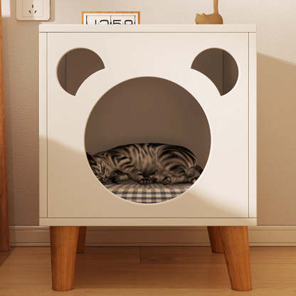 Minimalist Bear Faux Panel Wood Nightstand