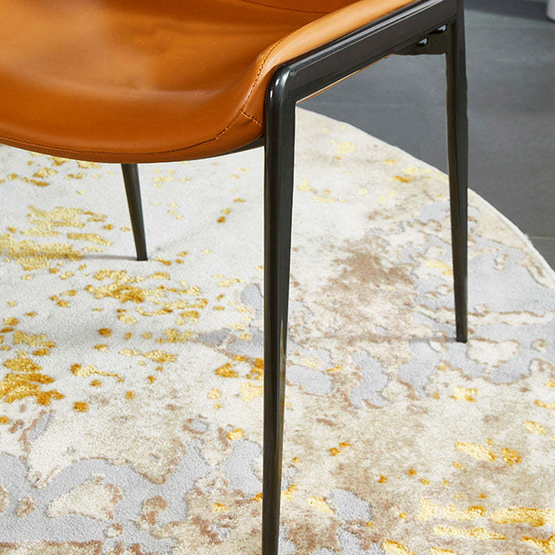 Modern Curved PU Leather Steel Dining Chair