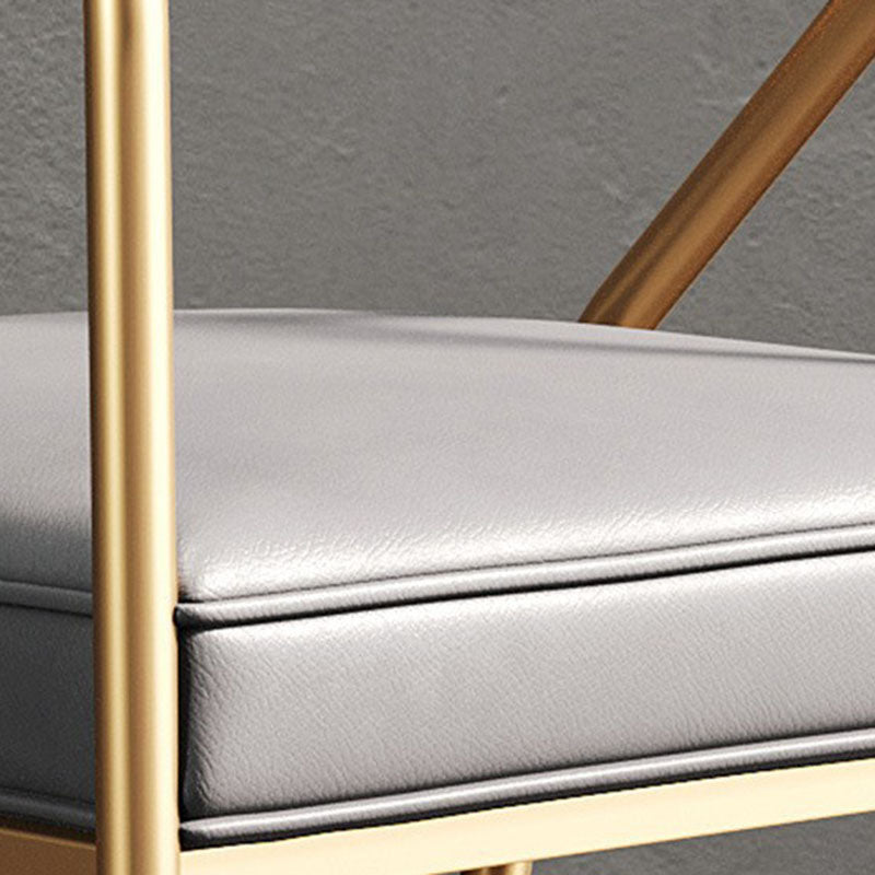 Modern Ring Leather Linen Alloy Dining Chair — Green Velvet