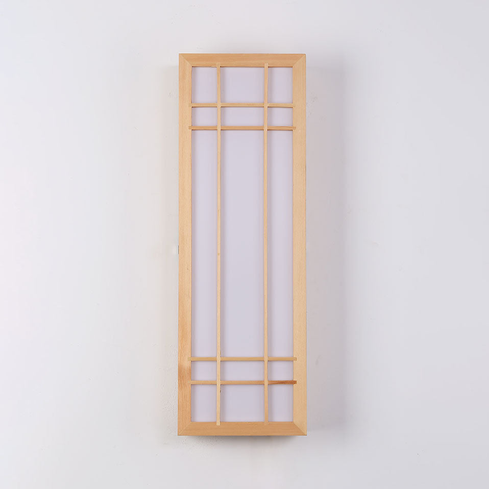 Japanese Rectangle Solid Wood Acrylic LED Sconce