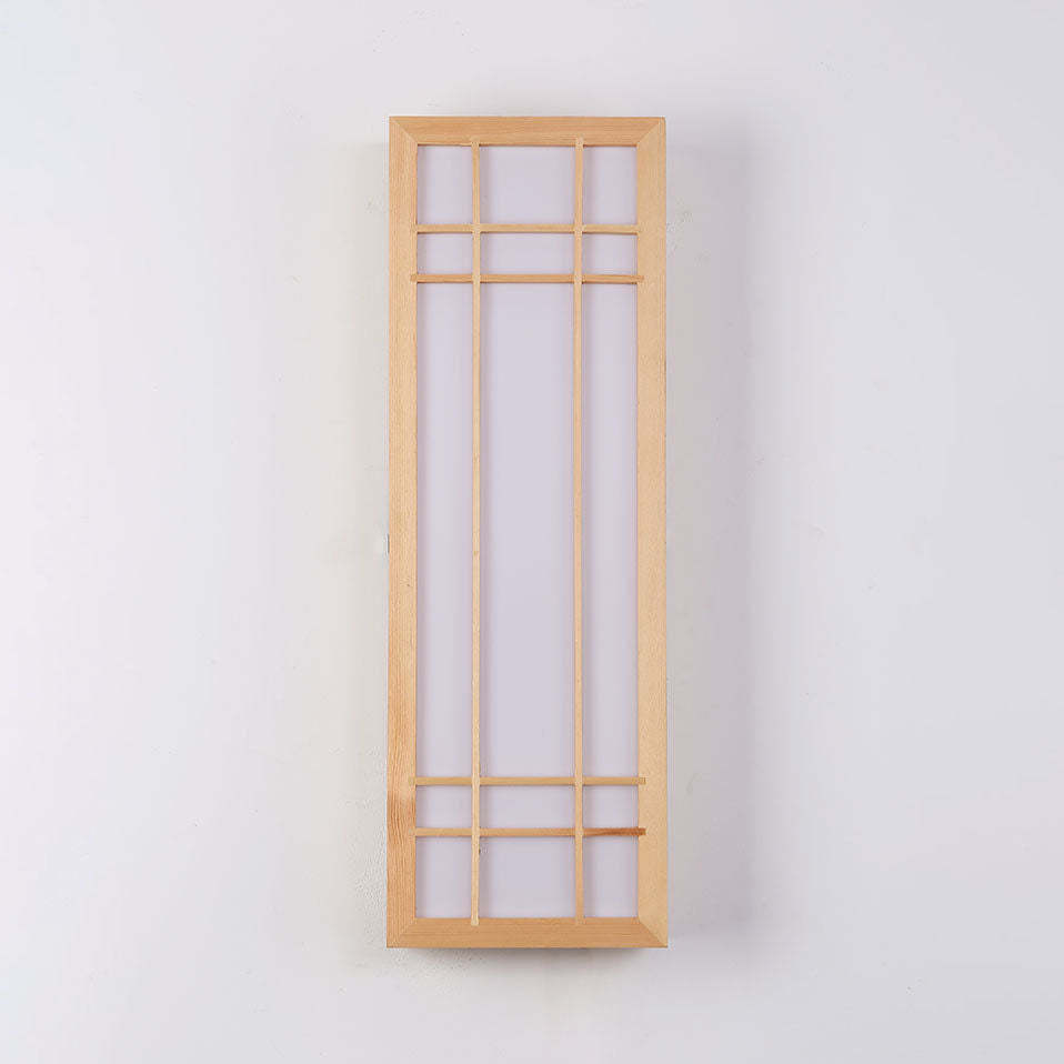 Japanese Rectangle Solid Wood Acrylic LED Sconce