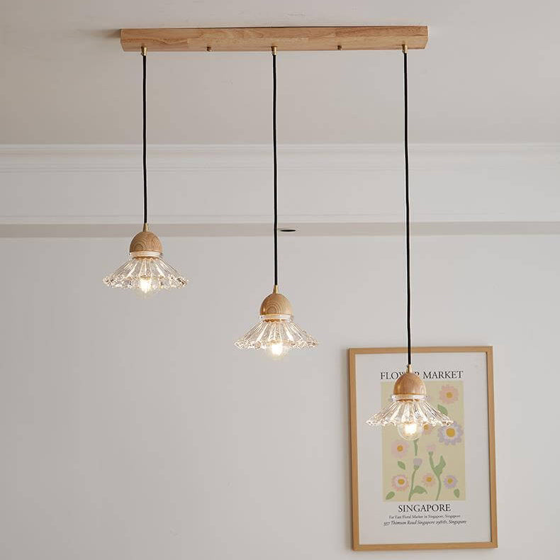 Vintage Log Glass Flower Island Chandelier