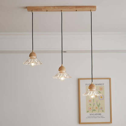 Vintage Log Glass Flower Island Chandelier