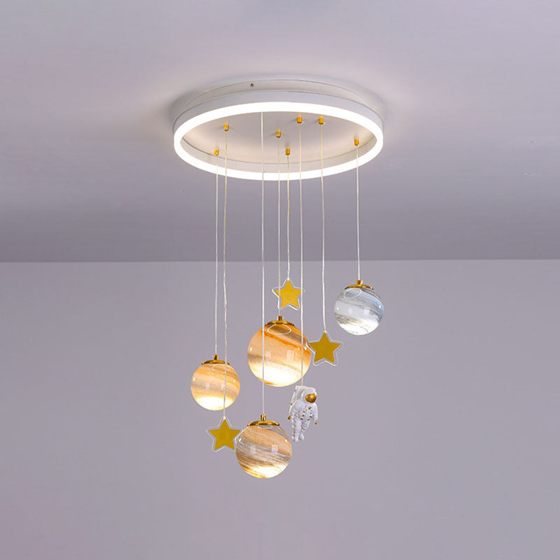 Scandinavian Space Planet Acrylic Glass LED Kids Flush Light
