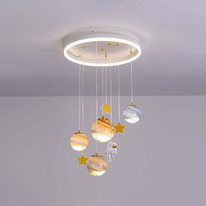 Scandinavian Space Planet Acrylic Glass LED Kids Flush Light