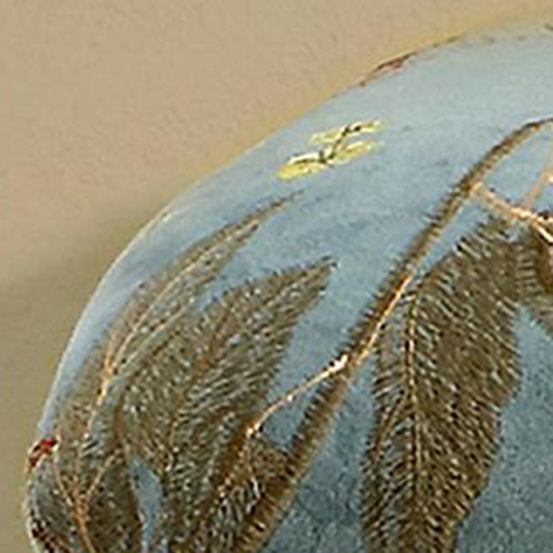 European Fabric Carved Wood Vanity Stool