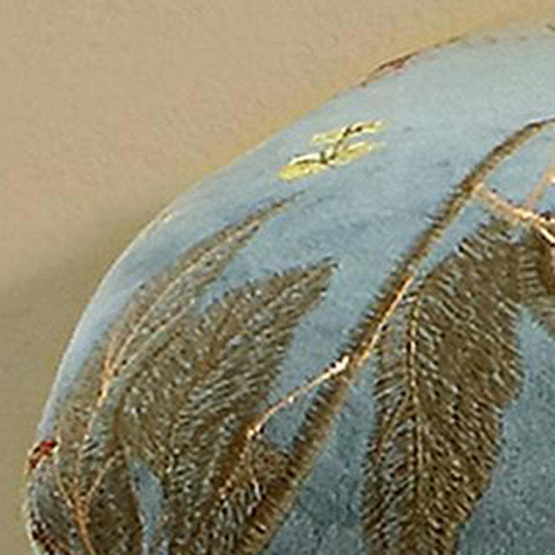 European Fabric Carved Wood Vanity Stool