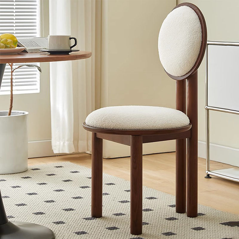 Scandinavian Solid Wood Lambswool Leather Dining Chair