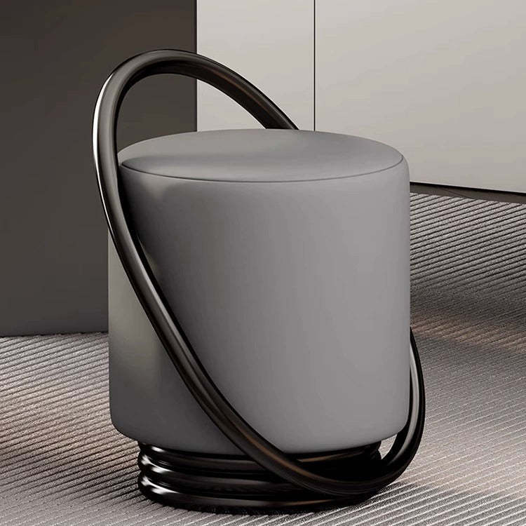 Contemporary Microfiber Leather Cylinder Vanity Stool