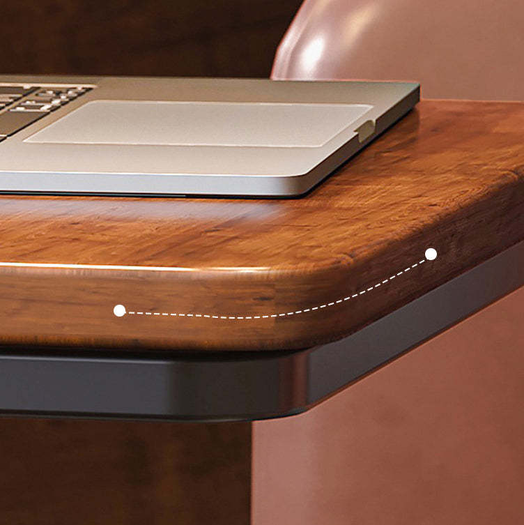 Minimalist C-Shape Steel End Table — Original Wood Tabletop + White Frame