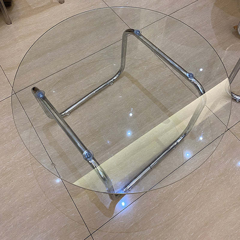 Minimalist Round Glass Steel Coffee Table