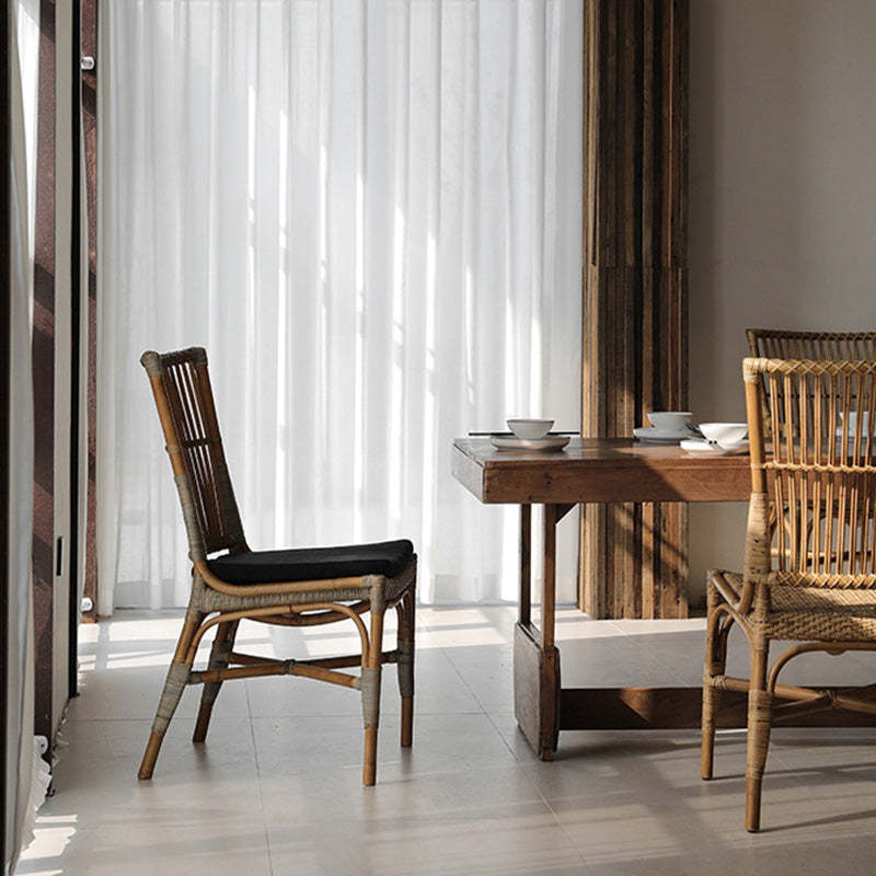 Chinese Woven Wood Four-Leg Dining Chair