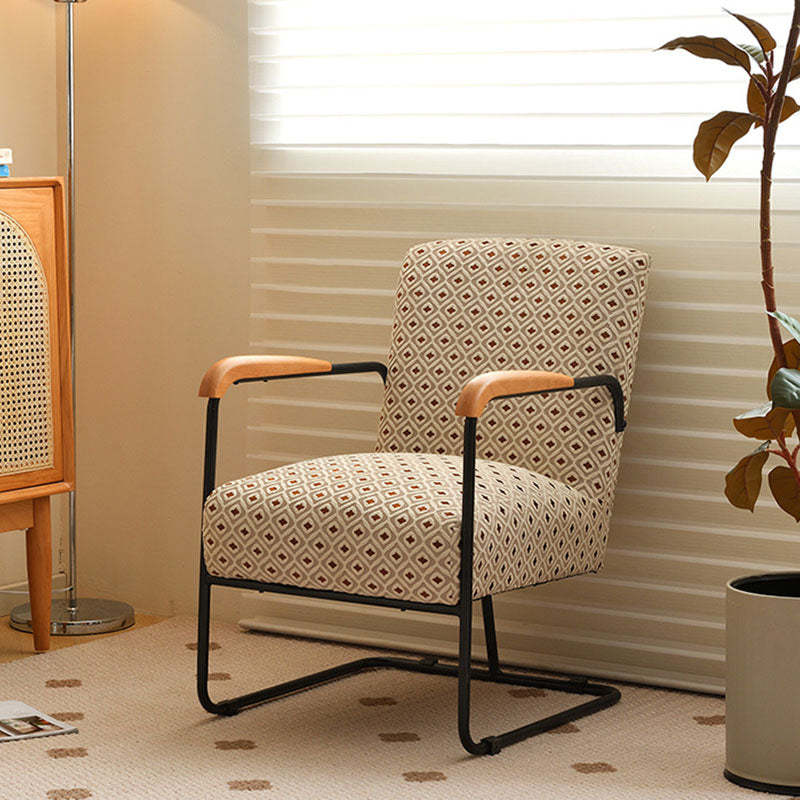 Scandinavian Corduroy Wood Square Accent Chair