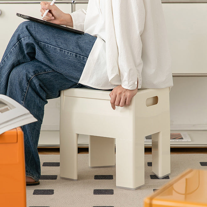Contemporary Backless Plastic Chair — Orange