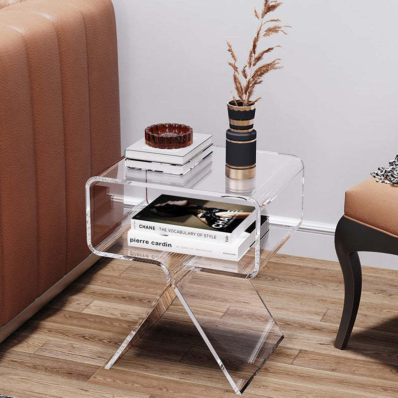 Minimalist Rectangular Acrylic 2-Tier End Table