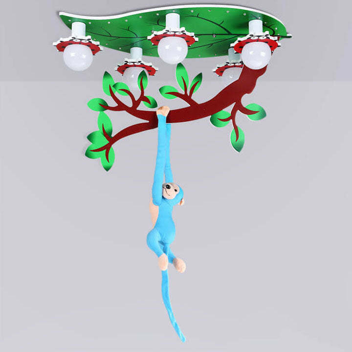 Kids Monkey Leaf Acrylic 5-Light Flush Ceiling Light