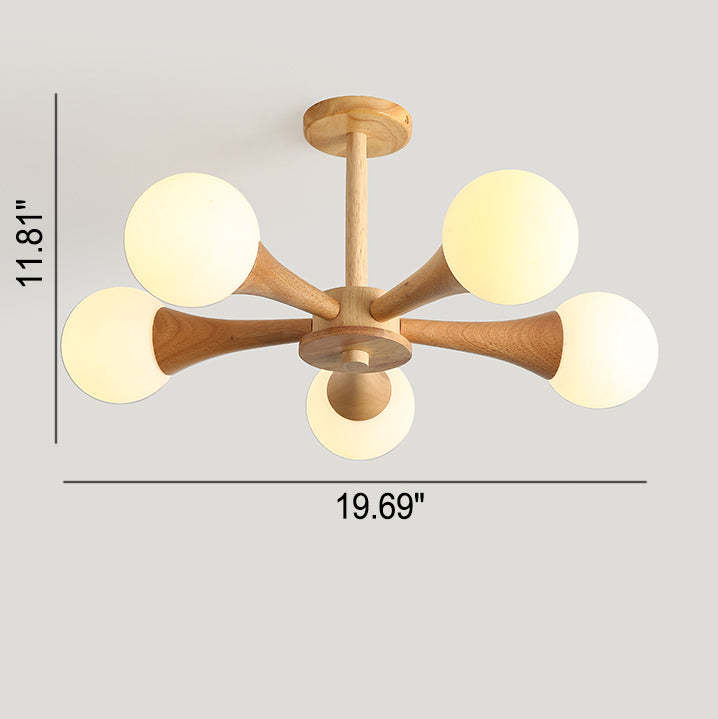 Japanese Log Fork Semi-Flush Ceiling Light
