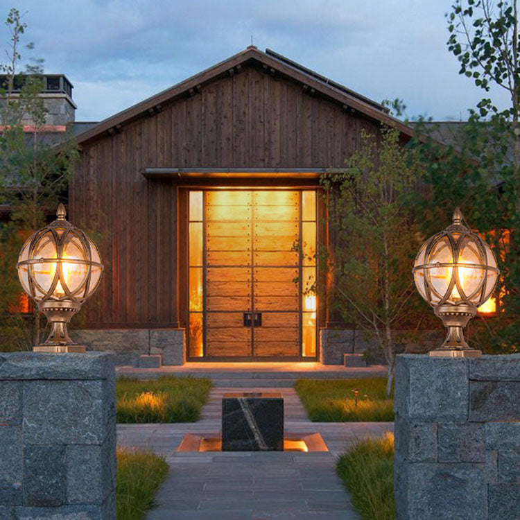 Traditional Colonial Globe Glass Aluminum Outdoor Light