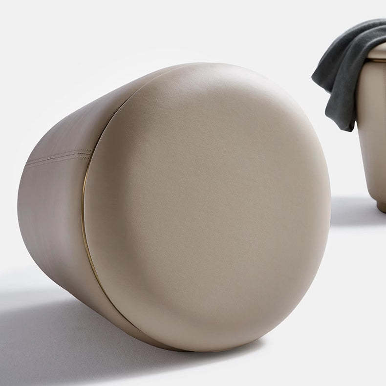 Contemporary Minimalist Leather Round Vanity Stool