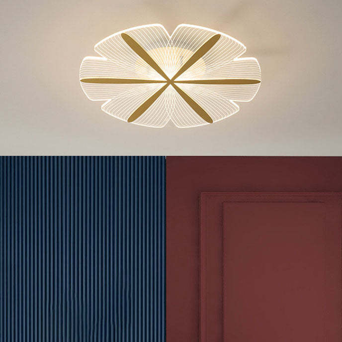 Minimalist Acrylic Petal Round Gold LED Flush Mount Light